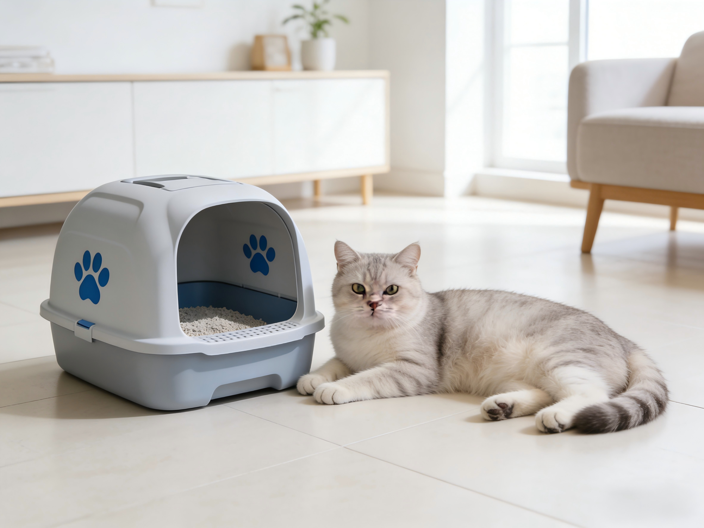 Covered Cat Litter Box with Privacy Hood